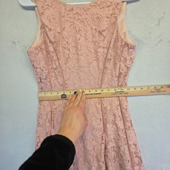 Danny & Nicole Dress Womens 4 Blush Pink Floral Lace Fit Flare Romantic Cottage - Picture 6 of 13